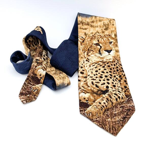 Vintage 1996 Endangered Species Cheetah Tie Alert by Simon Combes Conservation - Picture 1 of 12